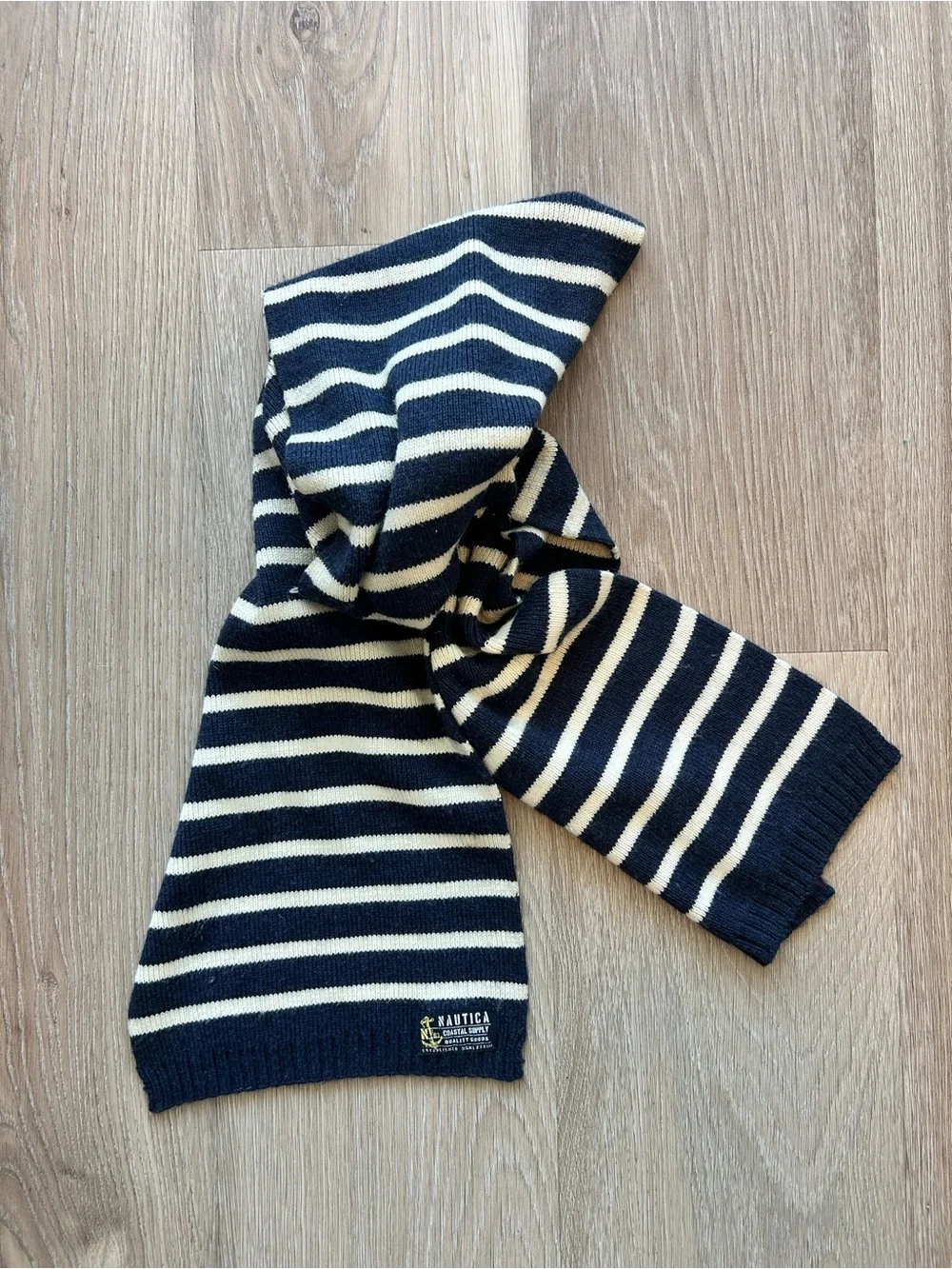 Nautica Navy/White Nautical Stripe Cotton Scarf.